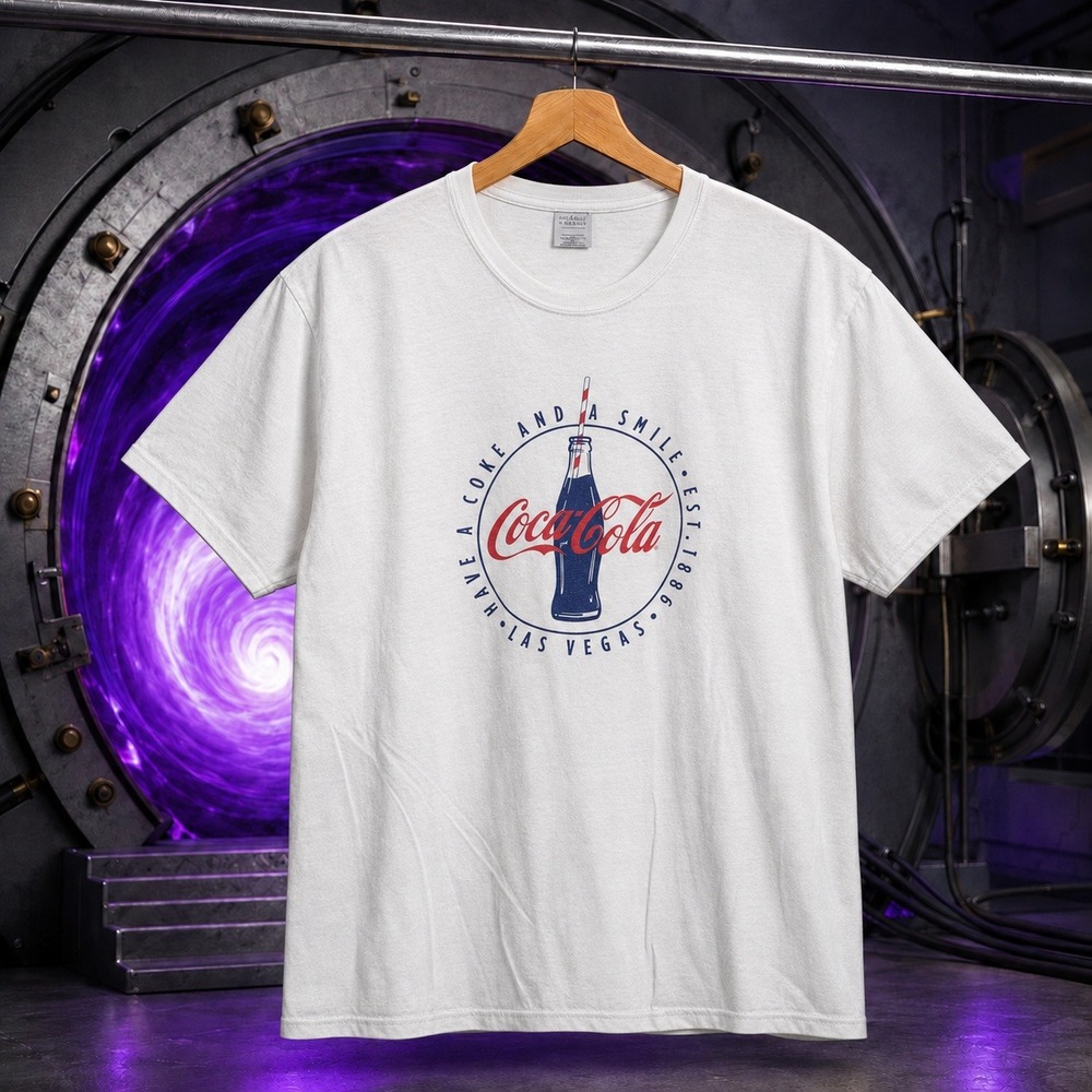 Coca-Cola Las Vegas Graphic Tee White Gildan Heavy‎ Cotton Large